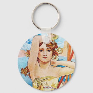 Tageszeit, Alphonse Mucha Schlüsselanhänger