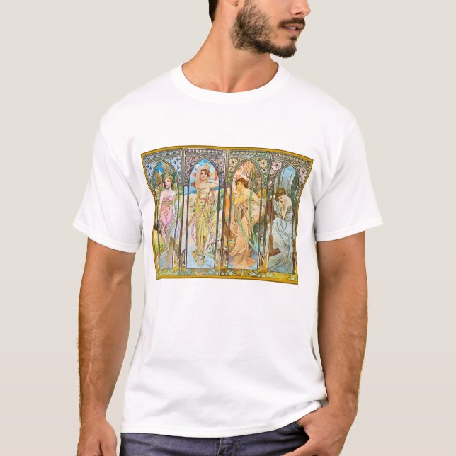 Tageszeit, Alphonse Mucha T-Shirt (Vorderseite)