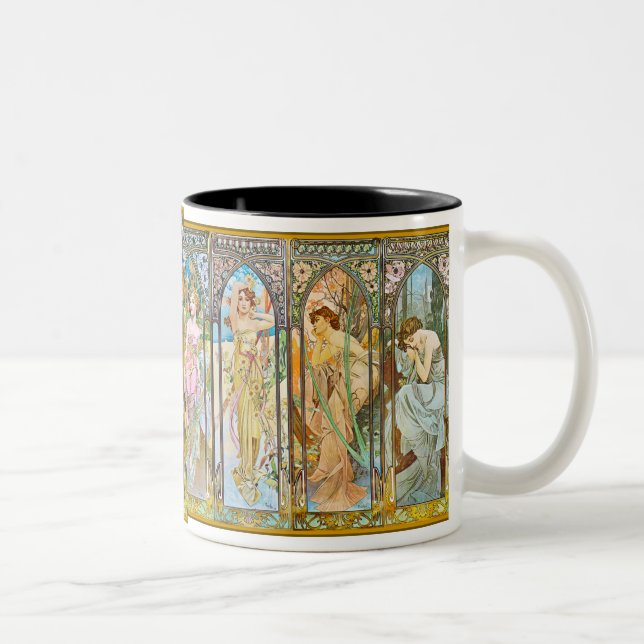 Tageszeit, Alphonse Mucha Zweifarbige Tasse (Rechts)