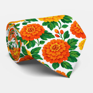 Tagetes-Fiesta-Schlips (grüne Rückseite) Krawatte