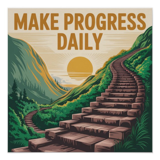 Täglich Fortschritte machen Poster (Vorderseite)