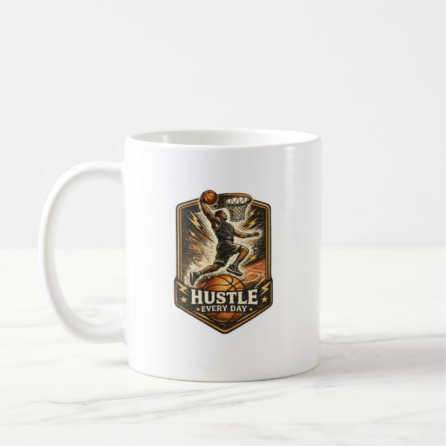 Täglich ranklotzen Basketball-Motivations-Kaffeeta Kaffeetasse (Links)