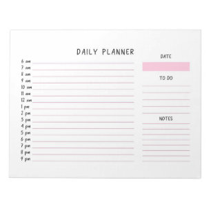 Täglich rosa und weiße Listenplaner Notizblock