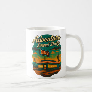 Täglich serviertes Abenteuer Retro-Diner-Druck Kaffeetasse