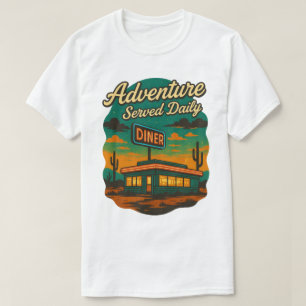 Täglich serviertes Abenteuer Retro-Diner-Druck T-Shirt