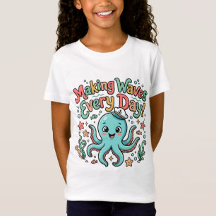 Täglich Wellen schlagen Süßer Oktopus T-Shirt Ki