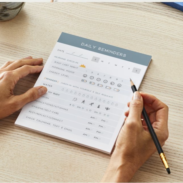 Tägliche Erinnerungen ADHD Notepad Notizblock (adhd, adhd notepad, neurodivergent, daily reminders, notepad, custom notepad, )