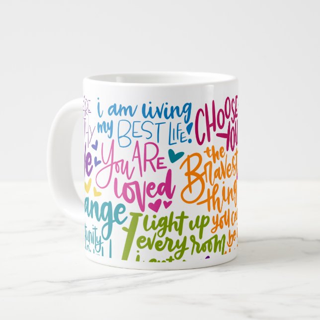 Tägliche Jumbo-Affirmationen Jumbo-Tasse (Vorderseite Links)