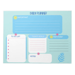 Tägliche Planer Blue Floral Notepad Notizblock