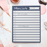 Tägliche Planer für die eigene Familie oder Unterr Notizblock<br><div class="desc">Behalt dir den Tagesplan deiner Familie oder den Schulplan deiner Familie mit diesem täglich von der Stunde organisierten Notizblock. Personalisieren Sie mit Ihrem Familiennamen ganz oben.</div>