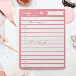 Tägliche Planer für die eigene Familie oder Unterr Notizblock<br><div class="desc">Behalt dir den Tagesplan deiner Familie oder den Schulplan deiner Familie mit diesem täglich von der Stunde organisierten Notizblock. Personalisieren Sie mit Ihrem Familiennamen ganz oben.</div>