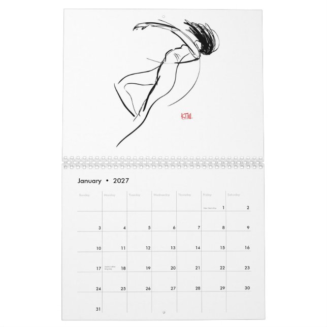 Tägliche Zahl 12-monatiger Kalender (Jan 2027)