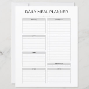 Täglicher Essensplaner   Einfache minimalistische 
