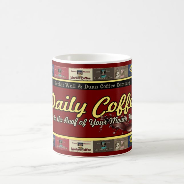 Täglicher Kaffee-Vintage Retro Anzeigen Tasse (Mittel)