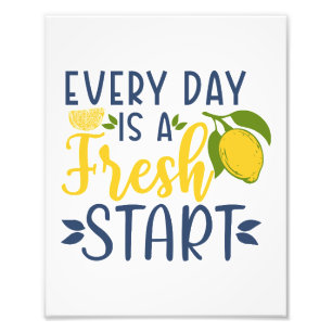 Täglicher Neuanfang Motivations-Lemon-Grafik Fotodruck