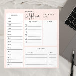 Täglicher Planer Chic Script Blush Pink Notepad Notizblock<br><div class="desc">Tägliche Planerfunktionen Liste,  Zeitplan,  Notizen und Selbstversorger-Felder.</div>