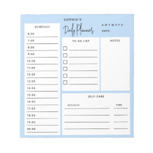 Täglicher Planer Chic Script Light Blue Notepad Notizblock