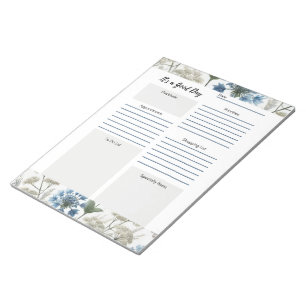 Täglicher Planer Taupe Blau Floral Notizblock