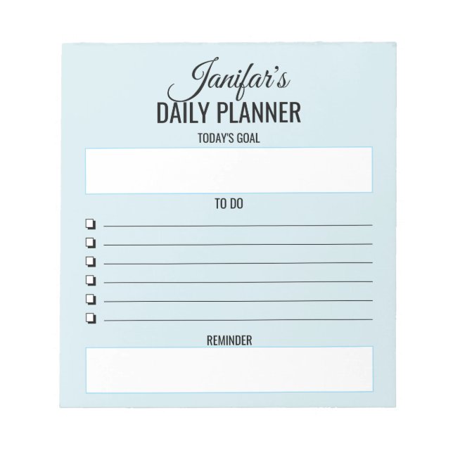 Täglicher Planer, um Skriptblush Blue Notepad zu t Notizblock (Vorderseite)