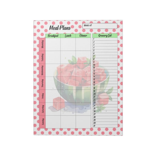 Täglicher Wassermelonen-Mehlplaner Notizblock (Rotiert)