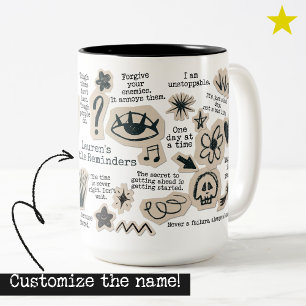 Tägliches Bestätigungs-Doodle-Aufkleber Benutzerde Zweifarbige Tasse