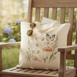 Tägliches Cottagecore Floral und Schmetterlinge Tragetasche
