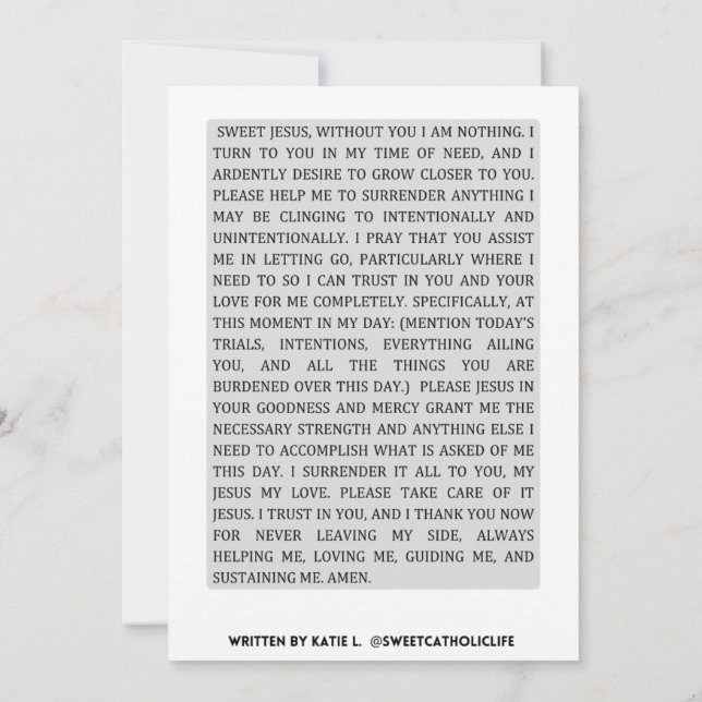 Tägliches Gebet der Übergabe Einladung (Rückseite)