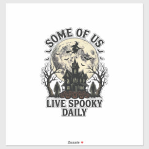 Tägliches Halloween-Shirt mit Vintage-Horror-Mond Aufkleber