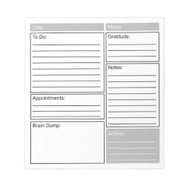 Tägliches Journal mit To Do List, Dankbarkeit und  Notizblock