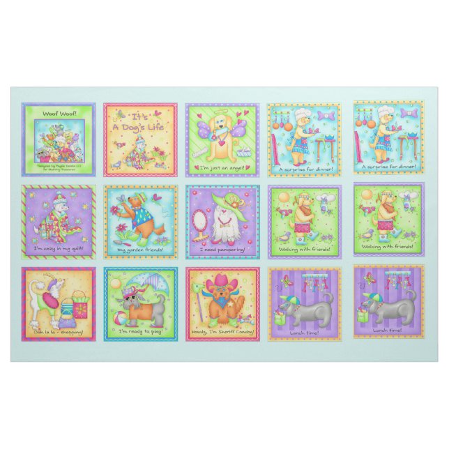 Tägliches Leben von Hunden blockiert Whimsy farben Stoff (Yard (91,4 cm))
