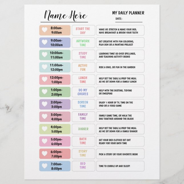 Tägliches Planerdiagramm Kinder Zeitplan Star Wall Flyer (Vorne)