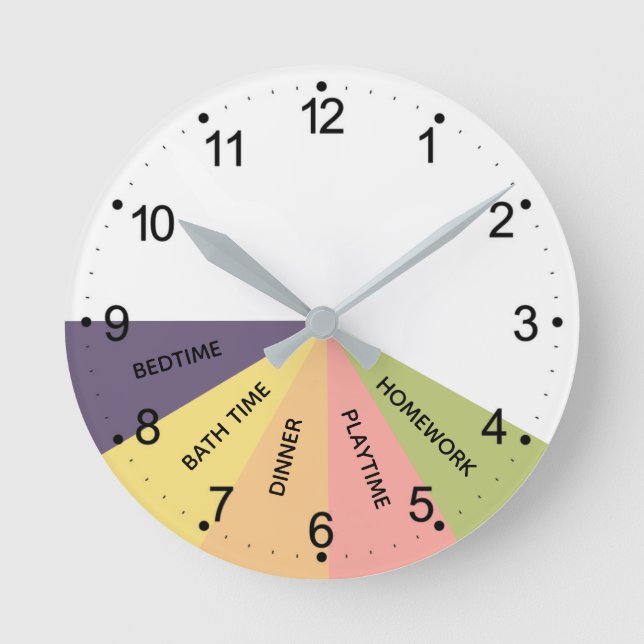 Tägliches Schema Farben Runde Wanduhr (Vorderseite)
