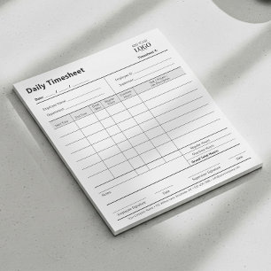 Tägliches Timesheet für Berufliche Markenbezeichnu Notizblock