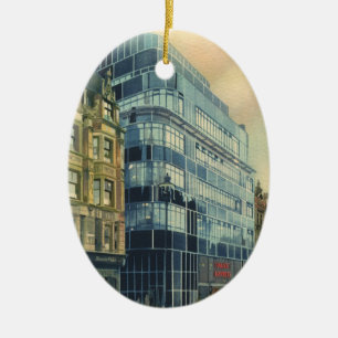 Tägliches Vintage-Express-Gebäude auf der Fleet St Keramik Ornament