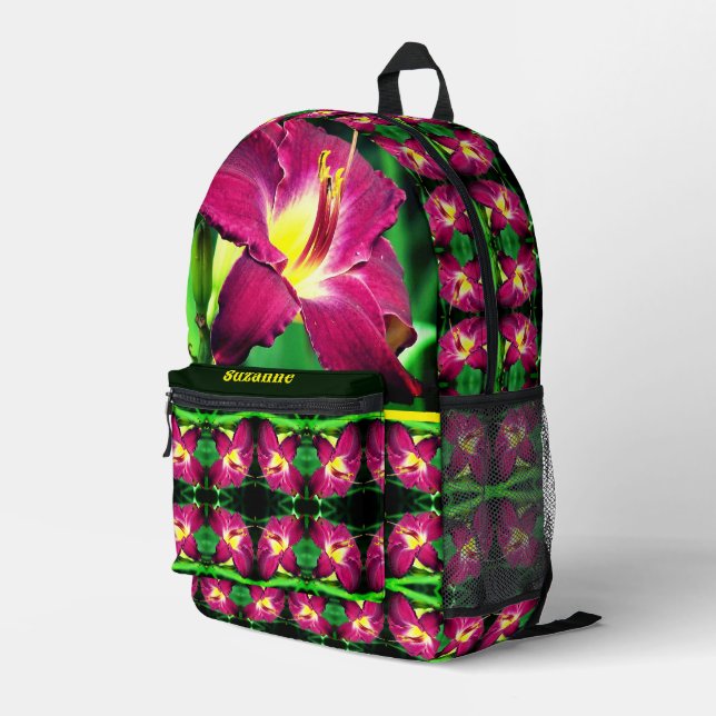 Taglilie Blume Abstrakt Personalisiert Bedruckter Rucksack (Rückseitige Ecke Rechts)