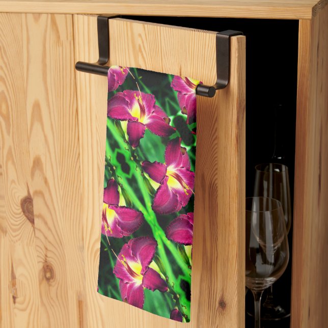 Taglilie Blume Nah Abstraktes Muster Geschirrtuch (Drittel gefaltet)