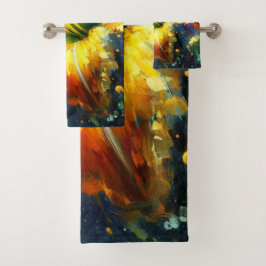 Taglilie Blumenimpressionistisches Gemälde Gelb Badhandtuch Set