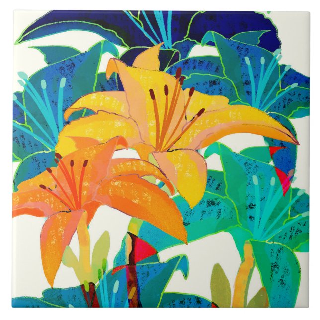 Taglilie Keramik Küche Tile Fliese (Vorderseite)