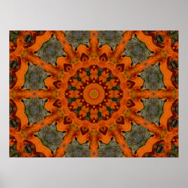 Taglilie Orange Mandala Poster (Vorne)