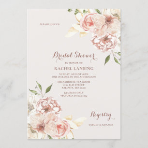 Taglilie und Rose von Wasserfarben und Brautparty Einladung