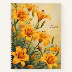 Taglilien-Blumen-Spiralblock-Notizbuch Notizbuch