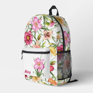 Taglilien Personalisierte botanische Kunst Bedruckter Rucksack