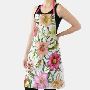 Taglilien überall Florales Botanisches Druckmuster Schürze