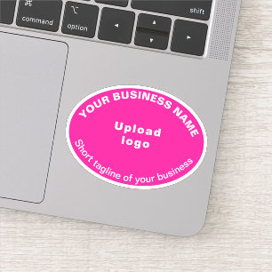 Tagline für Unternehmen auf rosa ovale Form Vinyl  Aufkleber