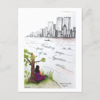 Tagore Zitat-Gekritzel, das ruhige Leben Feiertagspostkarte