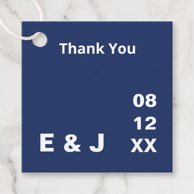 Tags der blauen Gastgeschenk Hochzeit Geschenkanhänger (Vorderseite)