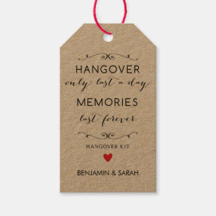 Tags der Gastgeschenk Hochzeit / Tags des Hangover Geschenkanhänger