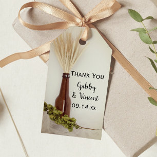 Tags der Gastgeschenk Hochzeit "Weizen und Hopfen" Geschenkanhänger