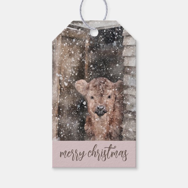 Tags der Winterlandschaft mit Geschenkgutscheinen Geschenkanhänger (Vorderseite)