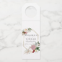 Tags für Hochzeiten | Burgundy Red Blume Flaschenanhänger